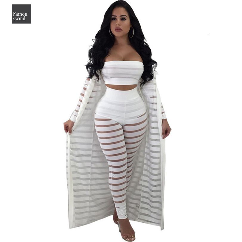 2019 Sexy Hollow Out Womens Strapless Crop Top Ankle Length Sheer Stripe Mesh Long Set Plus Size Party Club From Mobile06 51 07 Dhgate Com