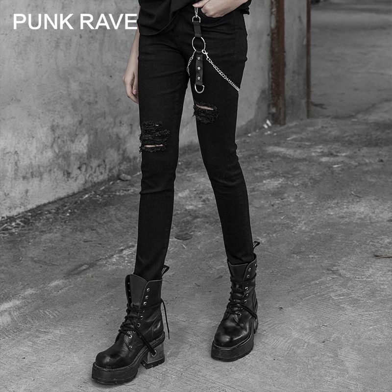 Compra Pantalones Vaqueros De Mujer Punk Rave Metal Pantalones De Mezclilla  Hacen Gente Vieja Personalidad Agujero Roto Pantalones De Calle Streetwear  Chica Barato | Entrega Rápida Y Calidad | Es.Dhgate