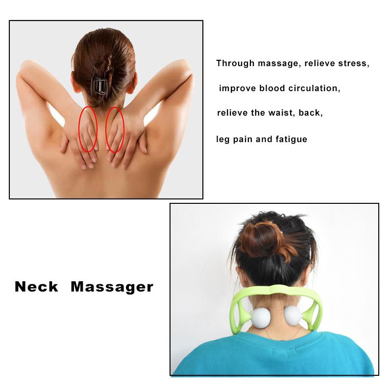 Neck Massager Therapy Neck and Shoulder Dual Trigger Point Roller Self- Massage Tool Relieve Hand Pressure Deep Massage