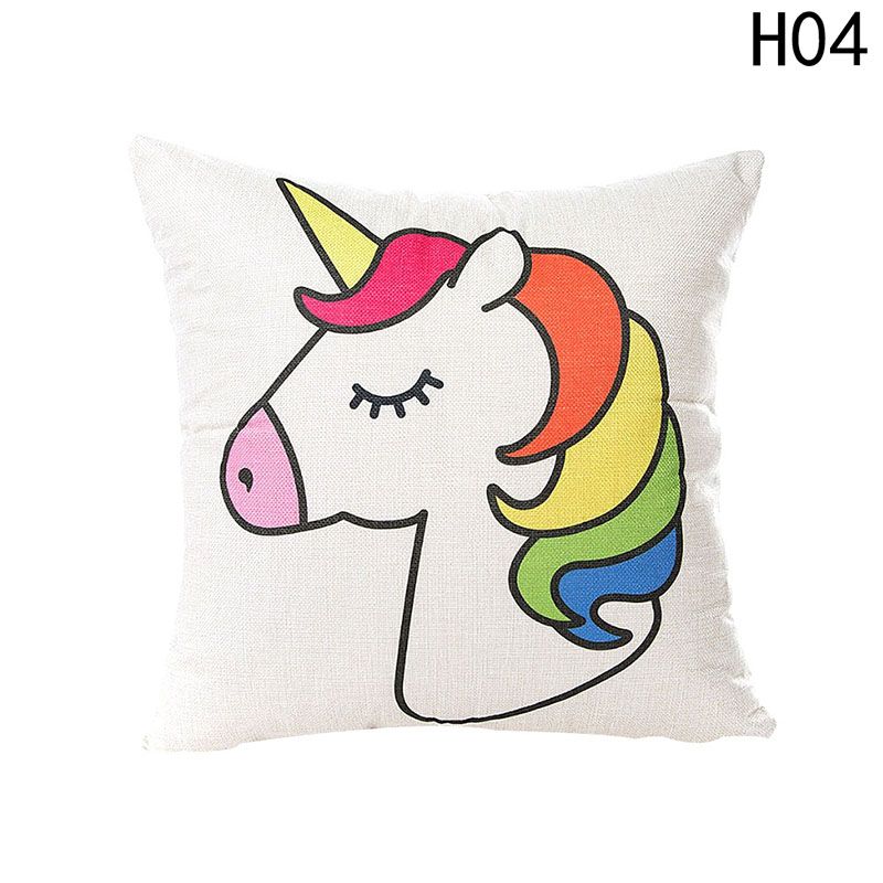 45x45cm Cartoon Horse Pillow Case Cotton Linen Living Room Home