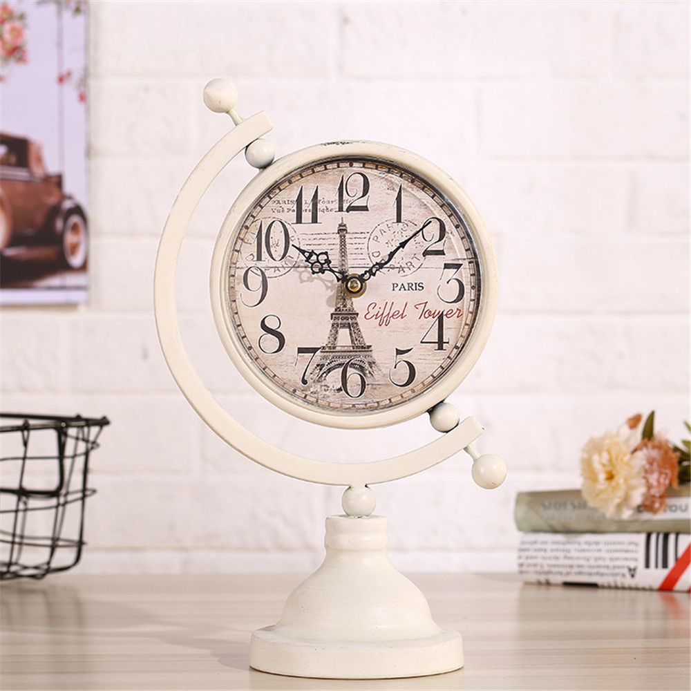 2020 Europe Vintage Metal Desk Clock Bedroom Minimalist Mute