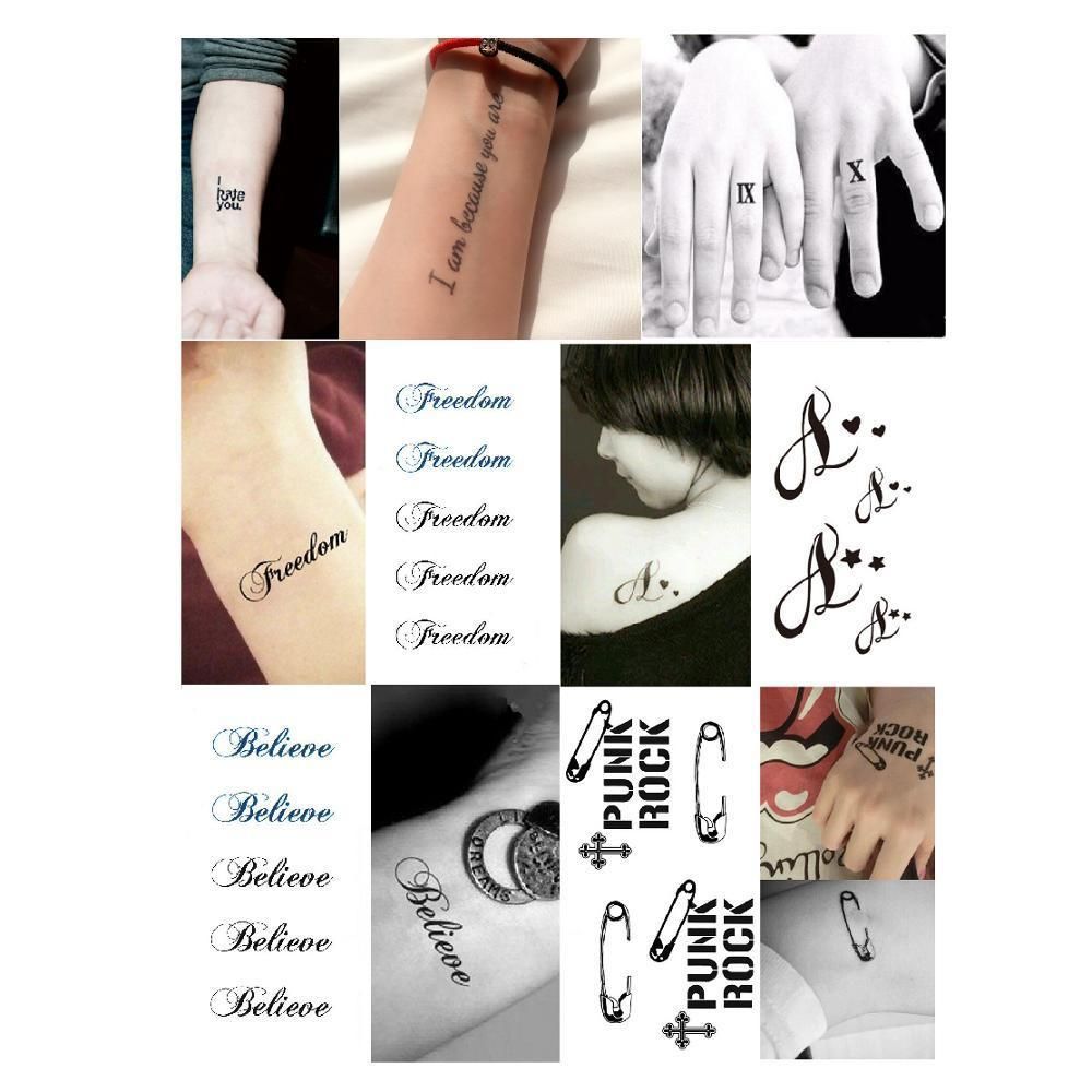 Waterproof Temporary Fake Tattoo Stickers Cute Cool Black Rome Number  Letters Design Finger Body Art Make Up Tool SH190729
