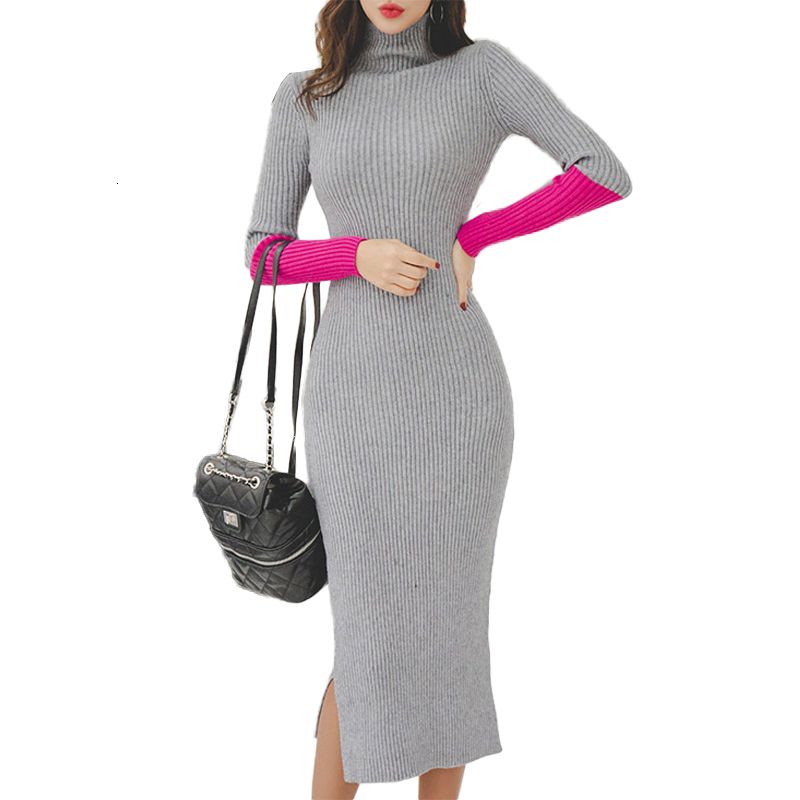 turtleneck bodycon sweater dress