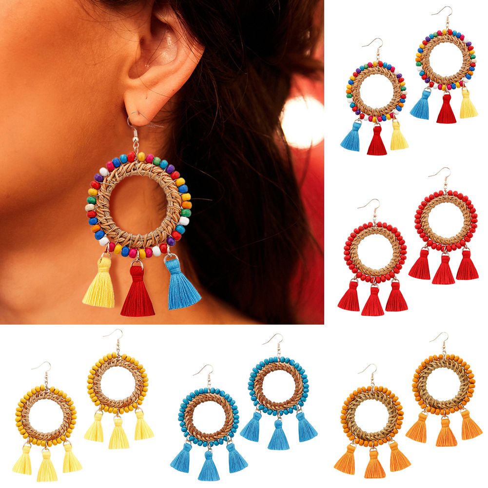 Womens Fashion Bohemian Earrings Long Tassel Fringe Boho Dangle Earrings Jewelry