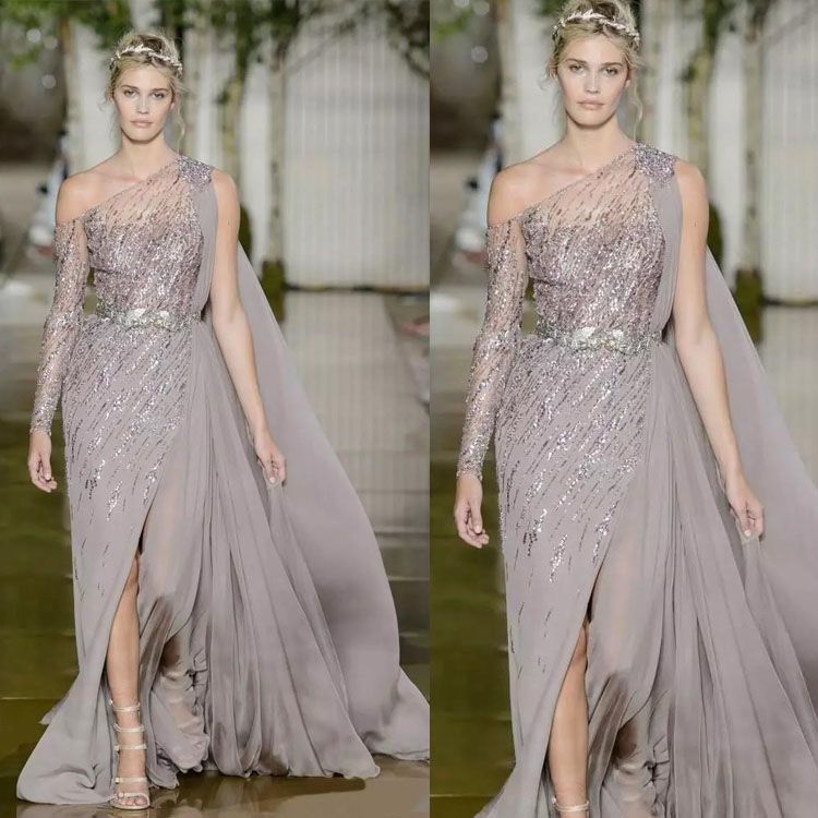 2020 Zuhair Murad One Shoulder Sexy High Split Side Celebrity Evening Gowns Custom Made Luxury Sequins New Prom Dresses Evening Dresses Sale Evening Dresses Usa From Greatvip 120 84 Dhgate Com