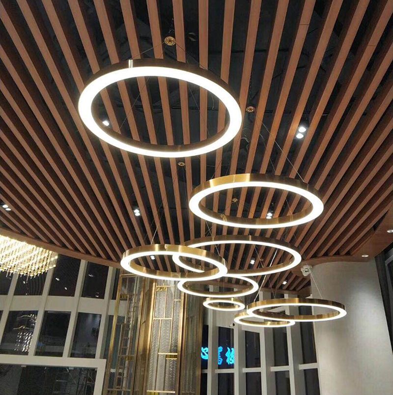 Modern Gold Stainless Steel Circle Round Ring Led Pendant Lights Home Designer Light Fixture Project Lamp For Dinning Living Room Shop Lantern Pendant