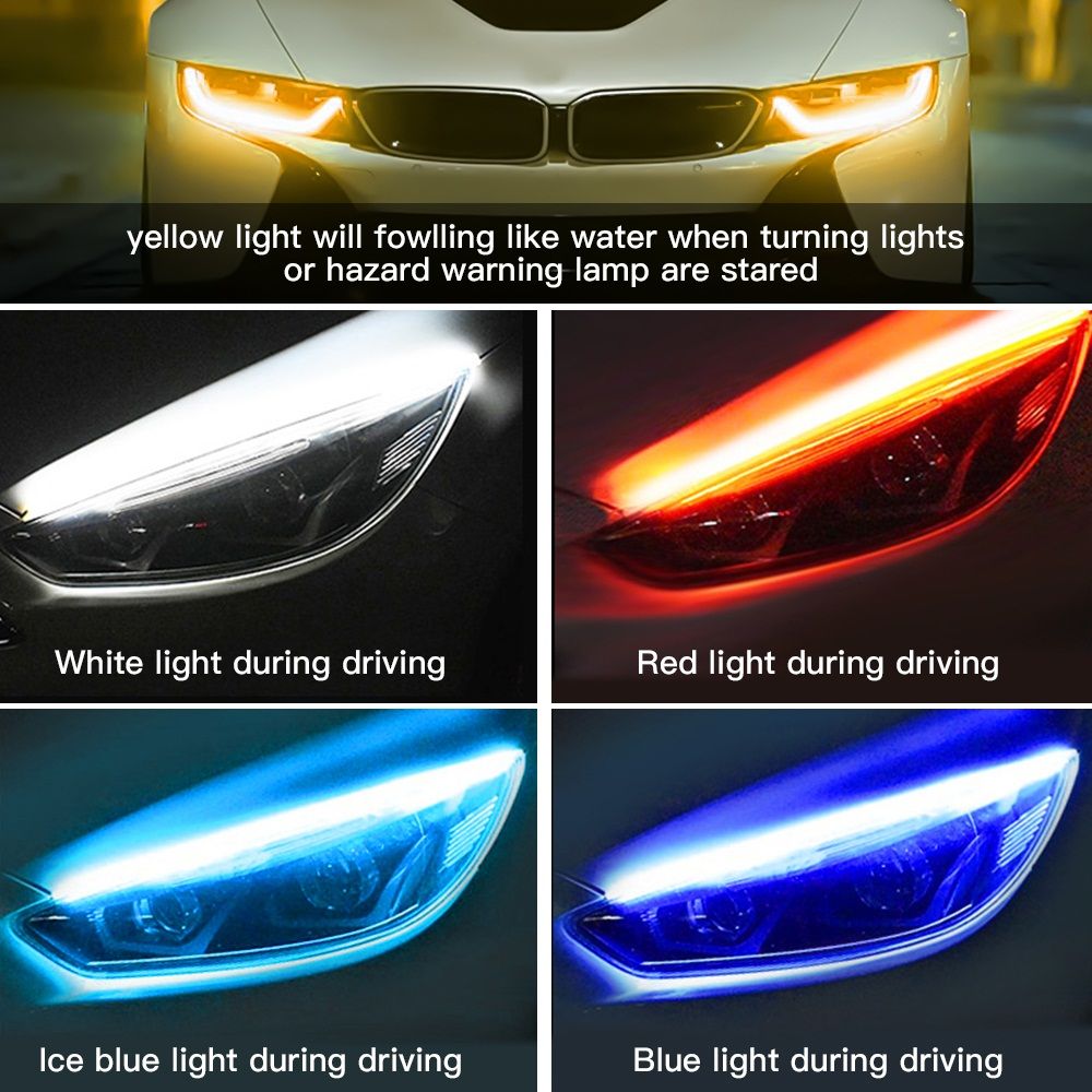2x Ultrafino DRL 30 45 60 Cm Luz De Circulaci/óN Diurna Gu/íA De Tubo Flexible Flexible Coche Tira De LED Impermeable Y Brightnes L/áGrimas L/áGrima Luz De Conducci/óN Diurna De LED Ojo De /áNgel Faro Del