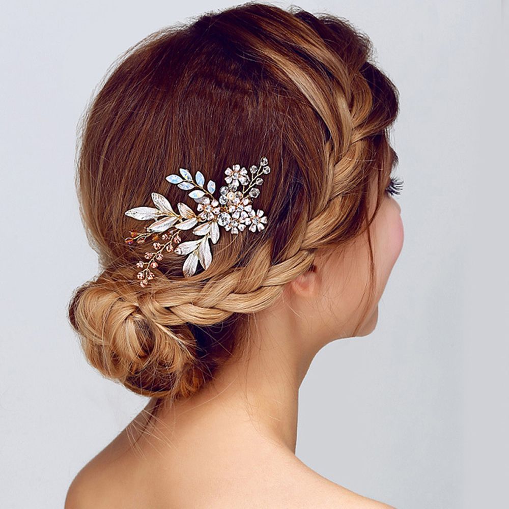 Fashion Bridal Crystal Hair Comb Hair Clip Pins Wedding Party Gold