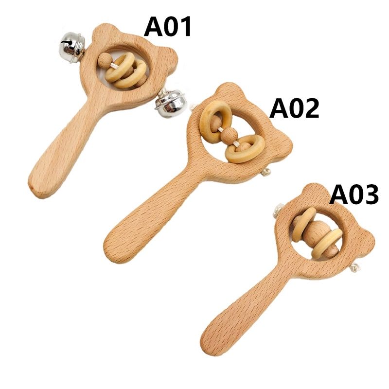 wooden teething rattle