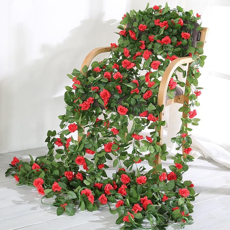 Artificial Flower Silk Rose Leaf String Leaf Vine Diamond Flower Rattan Decor TO