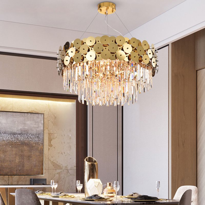 Modern Led E14 Art Empress Round Golden Bling Crystal Ceiling Pendant Lamp Dining Room Home Decorate Light Fixtures From Delin 378 1 Dhgate Com Modern Led E14 Art Empress Round, Bling Light Fixtures