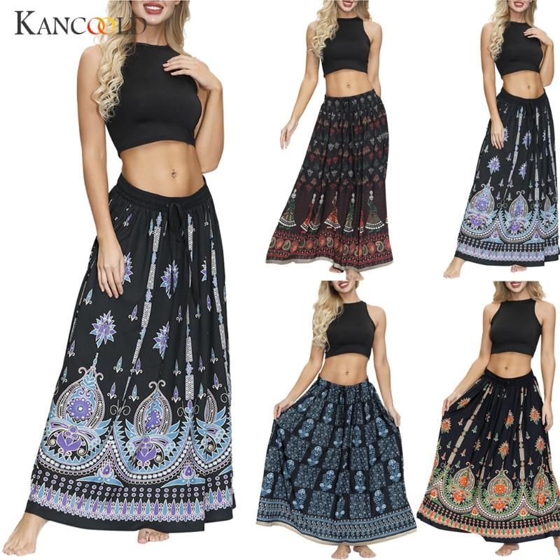 Compre KANCOOLD Mulheres Saia Longa Hippie Bohemian Gypsy Boho Flores Cintura Elástica Floral Halter Saia Praia Eólica Nacional De Aimea, $78,74 | Pt.Dhgate.Com