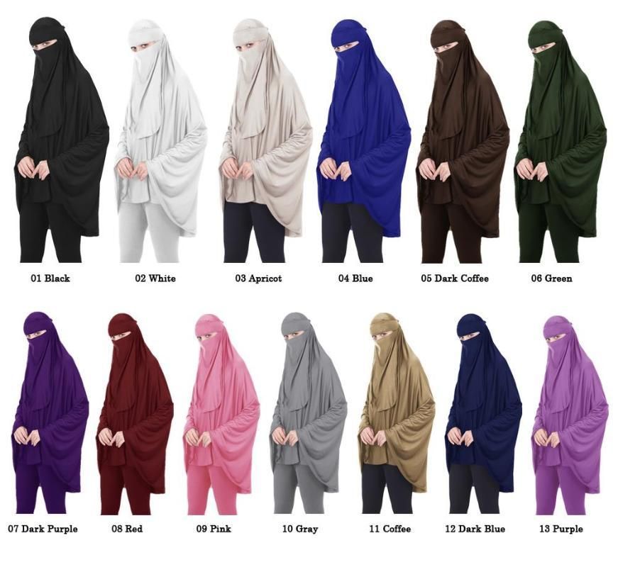 Long Khimar Women Prayer Hijab Veil Scarf Muslim Amira Abaya Jilbab Overhead New 