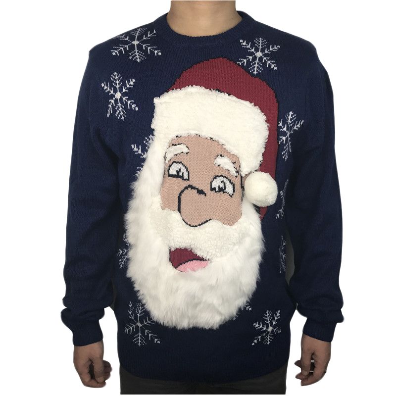 Acquista Divertente Maglia Barbuto Babbo Natale Brutto Maglione Di Natale Gli Uomini Carino Uomo Sfocato Lanoso Maglione Pullover Di Natale Oversize S 2xl A 45 91 Dal Weikelai Dhgate Com