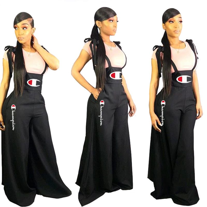 Women Champion Letter Print Jumpsuit 