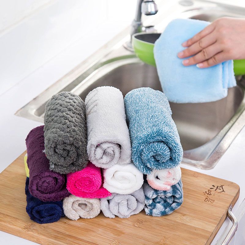 Acheter 5 pièces serviette en microfibre absorbant cuisine chiffons de  nettoyage torchon chiffon tissu ménage nettoyage lavage torchon