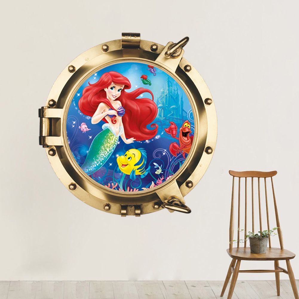 Submarine Door 3d Mermaid Lovely Princess Fishes Wall Stickers
