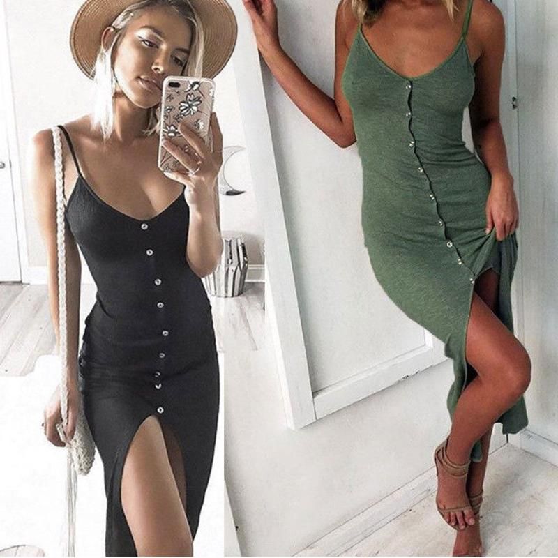 strappy midi dress with split