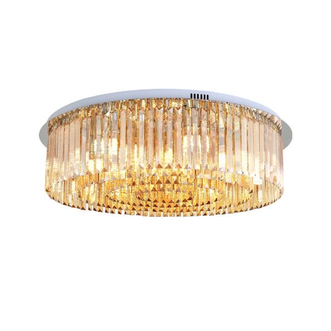 Dimmable Luxury Flush Mount Amber Crystal Chandelier Lighting Modern