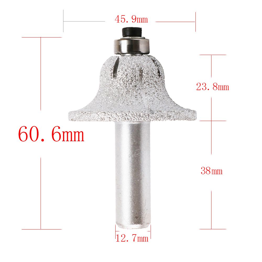 Vacuum Brazed Diamond Router Bit Marble Profile Edge Cutter 1/2" Shank 60 Grit 