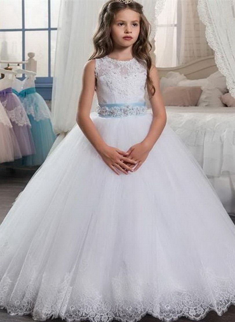 sleeveless lace flower girl dresses