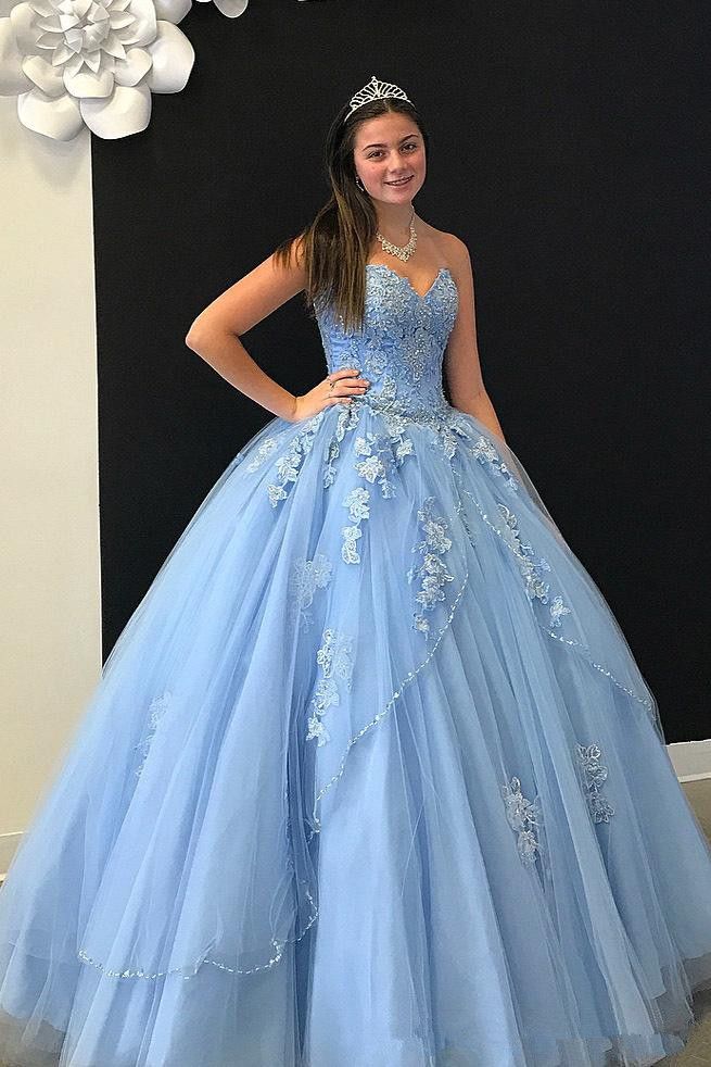 sweet 16 baby blue dresses