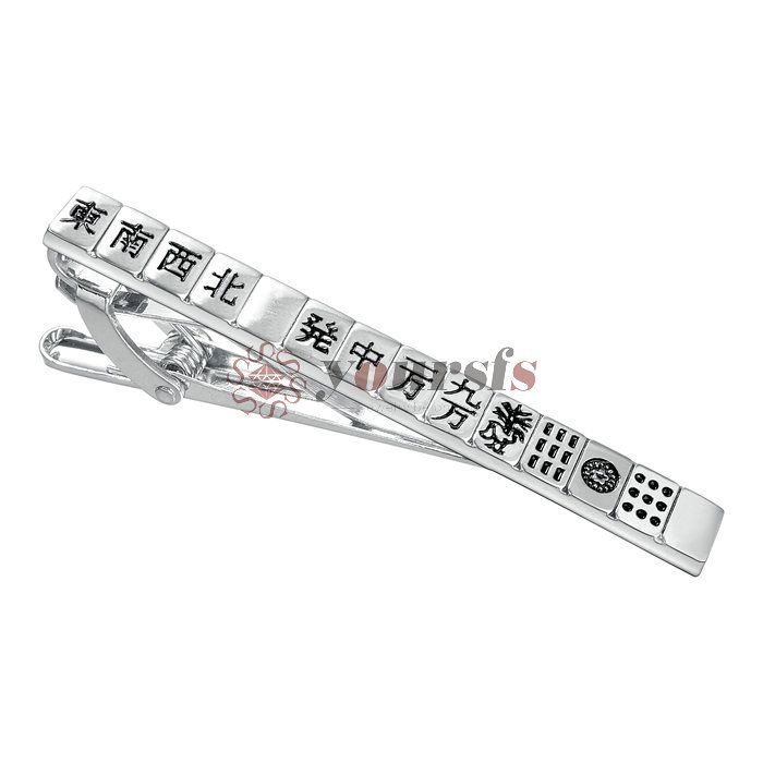 2020 Yoursfs Mah Jong Funny Tie Clips 13 Tiles Tie Clips Silver Black