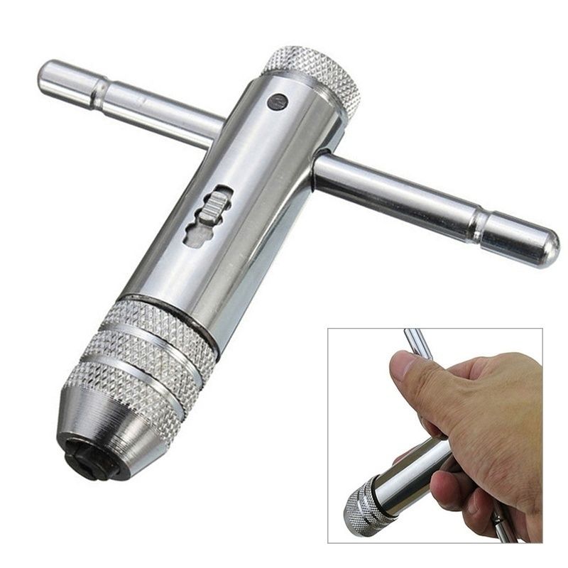 Bonsicoky Adjustable T-Handle Ratchet Tap Holder Wrench with 5PCS M3-M8/3mm-8mm Machine Screw Thread Metric Plug Tap for Manual Tapping Hcrew Extractors Holding Reamers Bonsicoky Adjustable T-Handle Ratchet Tap Holder Wrench with 5PCS M3-M8/3mm-8mm Machine Screw Thread Metric Plug Tap for Manual Tapping Hcrew Extractors Holding Reamers