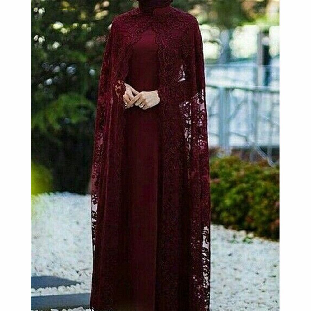Muslim Arabic Burgundy Evening Dresses 