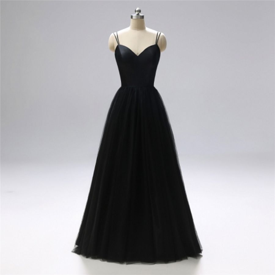 black silk spaghetti strap dress