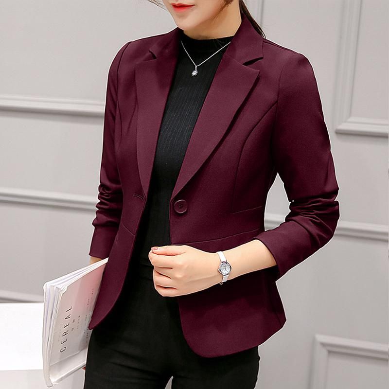 tablero Adelaida Pirata 2020 mujeres de la chaqueta formal Traje Blazers Señora trabajo de oficina  Bolsillos chaquetas Negro delgada