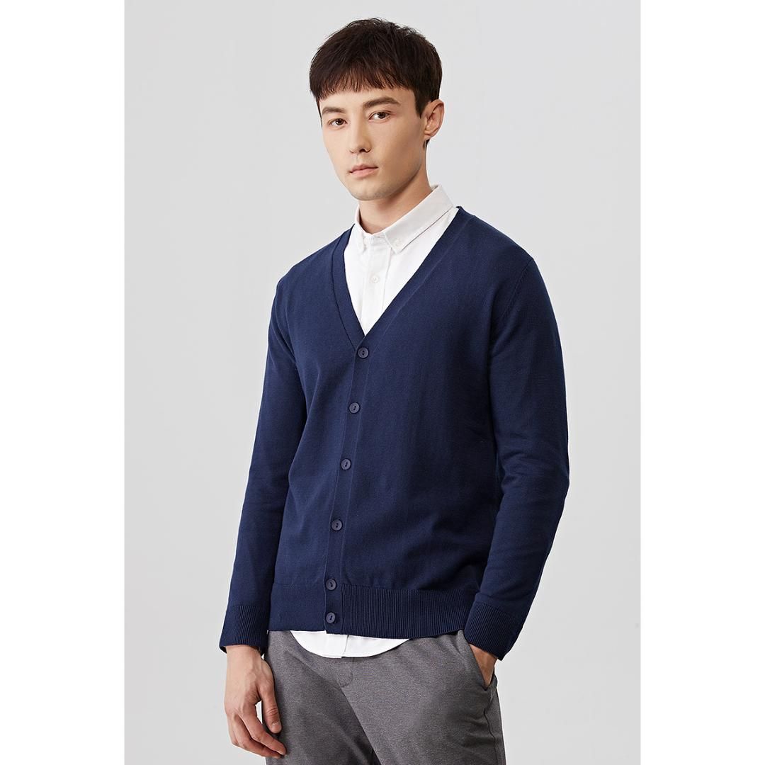 Autumn Men Sweater Casual Button V-Neck Sweaters Long Sleeve Cotton Knit Cardigan 