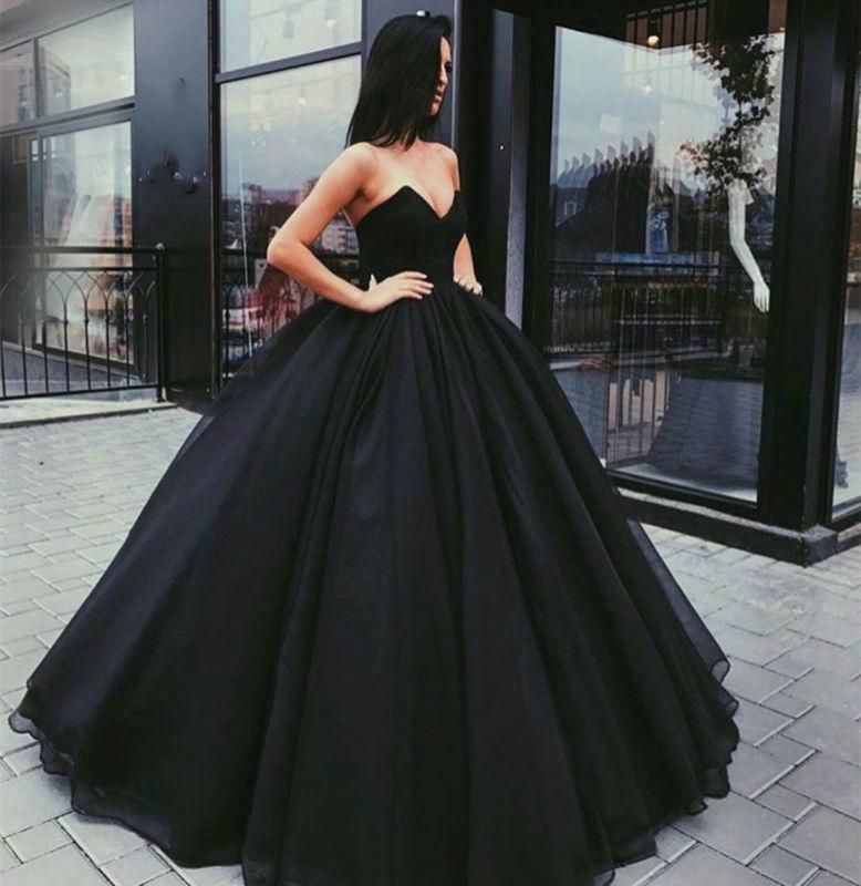 black sleeveless evening gown