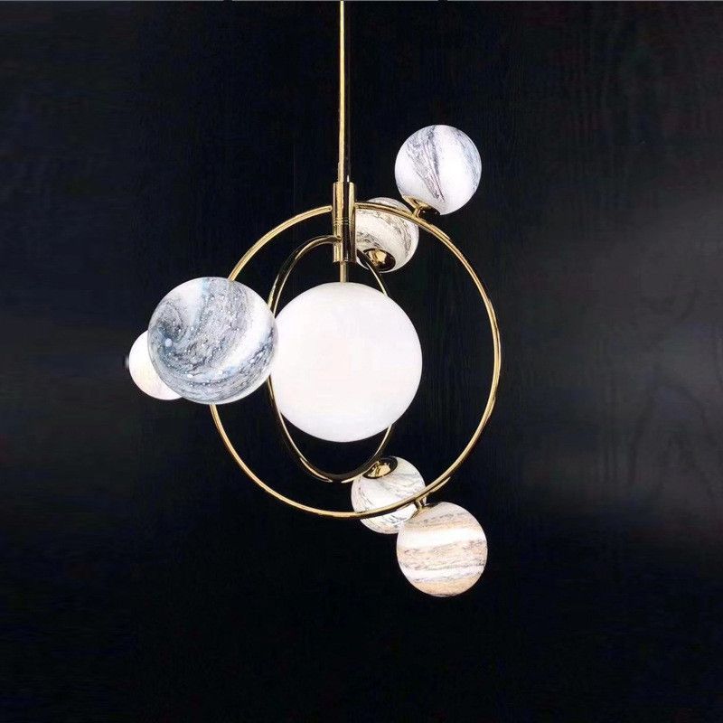 Modern Earth Chandelier Glass Planet Led Glass Pendant Light