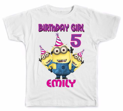 Personalized Big Number Girl Minion Style A Birthday T-Shirt