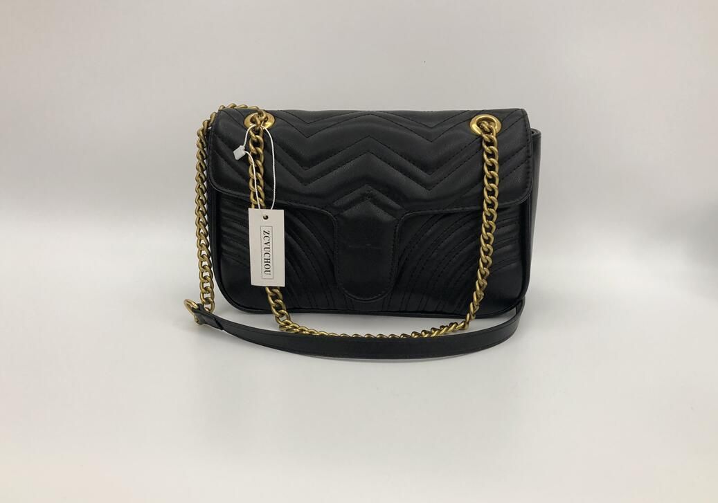 Black Color Women's Crossbody Chain Quilted Bag