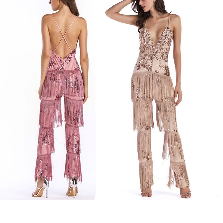 tassel sequin jumpsuit