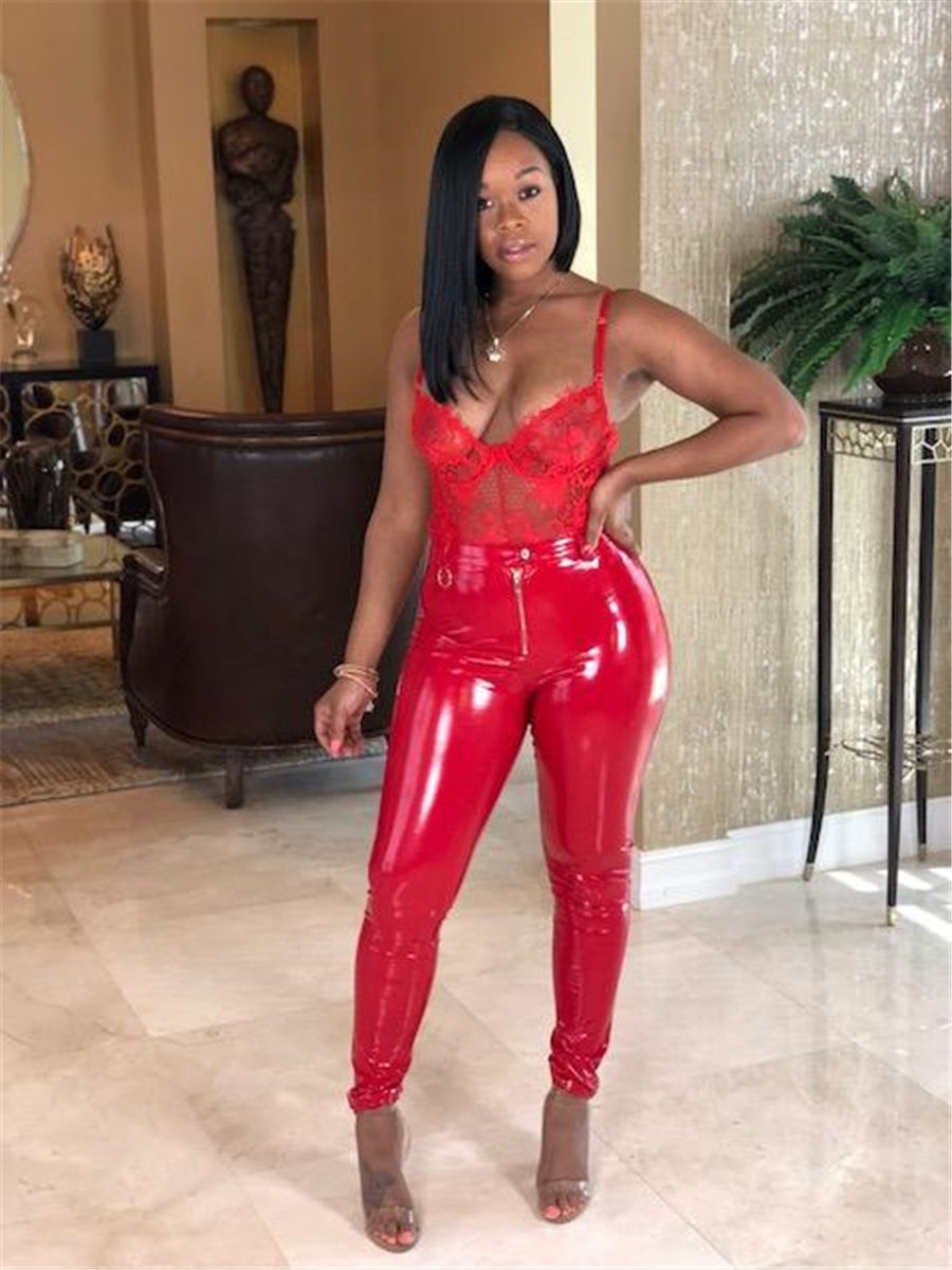 Latex Leggings Sexy Ankle Length 