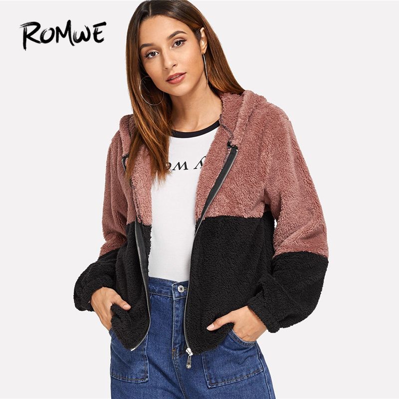 womens hooded teddy jacket