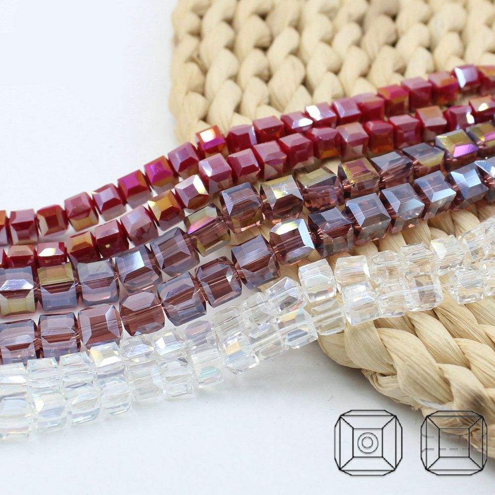 2020 2mm, 3mm 4mm 6mm 10mm Glass Beads Cube Square AB Colour For