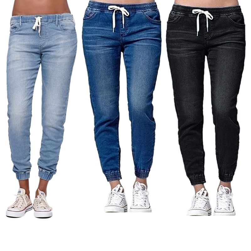 drawstring denim pants womens