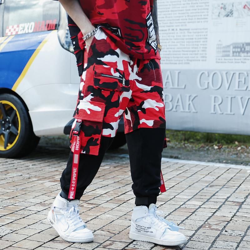 mens red camo joggers