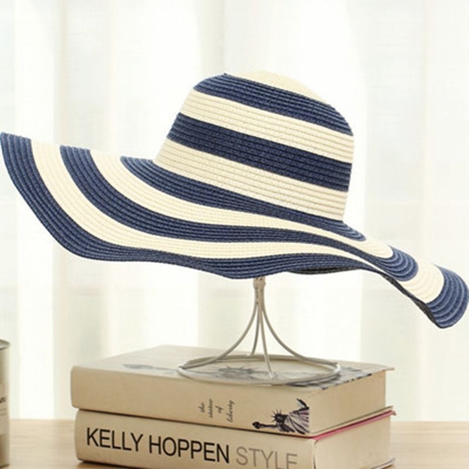 interior procedimiento Abrumador Rayas en blanco y negro Sombreros de ala ancha Mujeres de verano Gorras de playa  Grandes