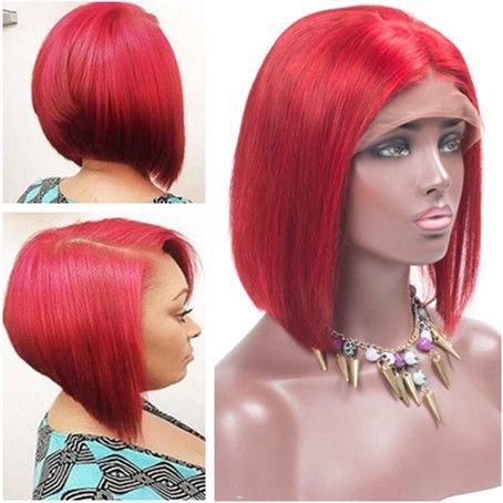 short bright red wig