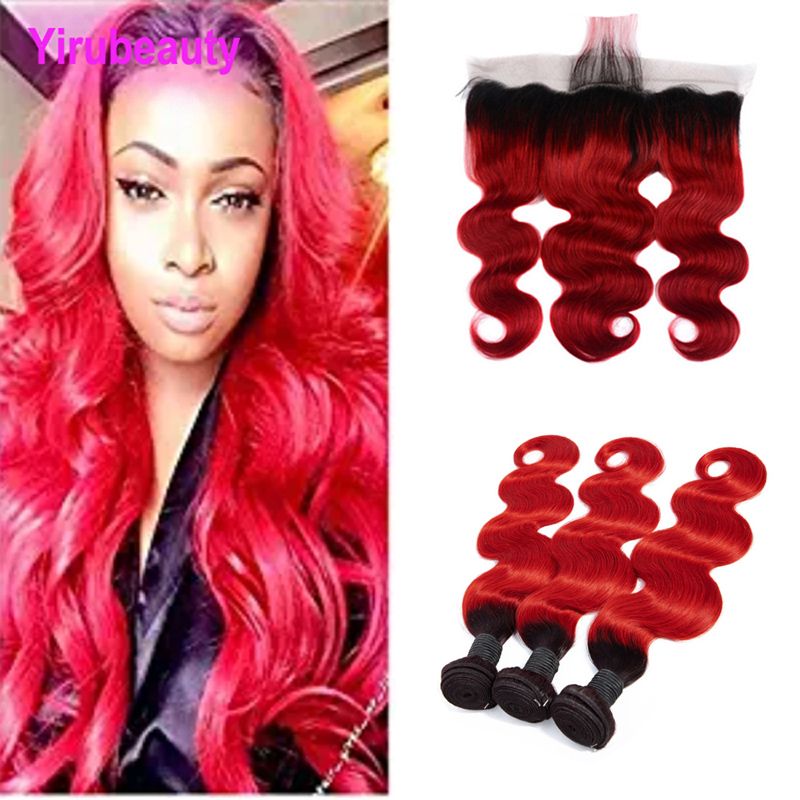 2019 Malaysian Body Wave 1b Red Ombre Human Hair Extensions With