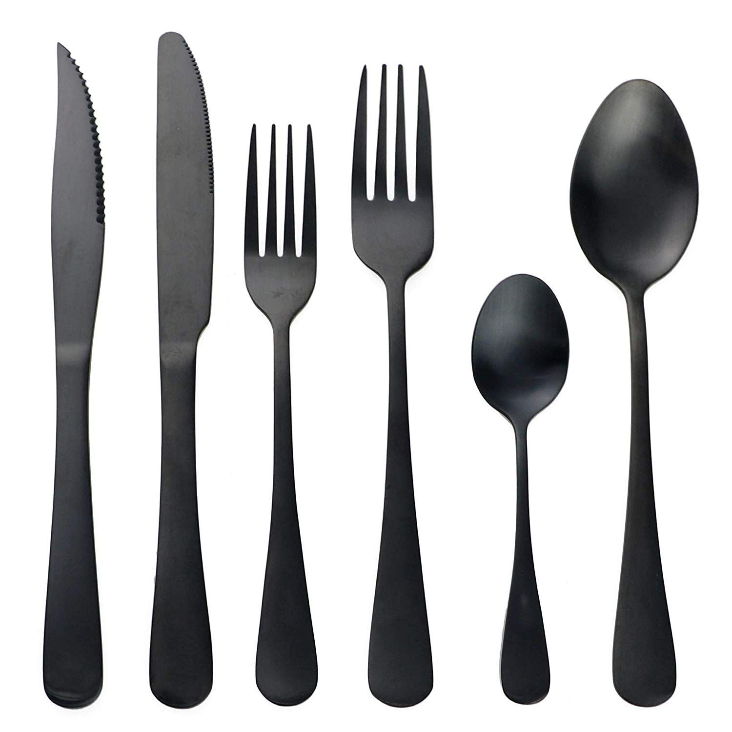 JANKNG Black Matte Dinnerware Stainless Steel Cutlery Western Style