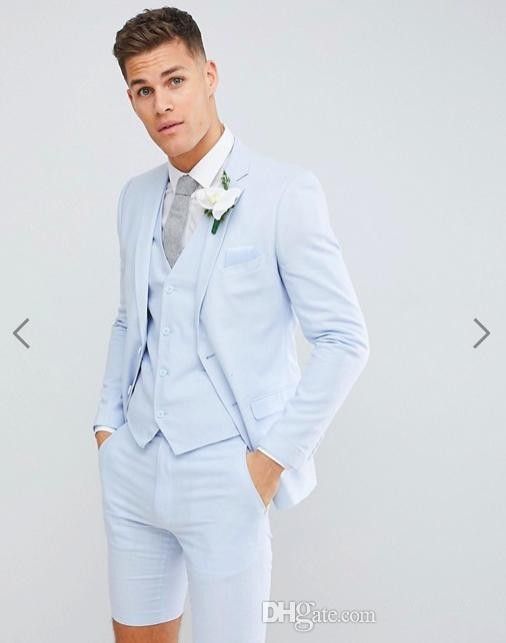 2019 guapo joven trajes de smokinges de la boda (chaqueta + pantalones cortos +