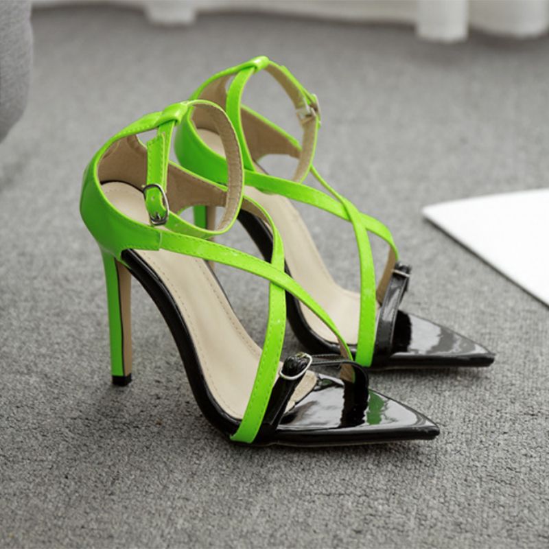 green gladiator heels