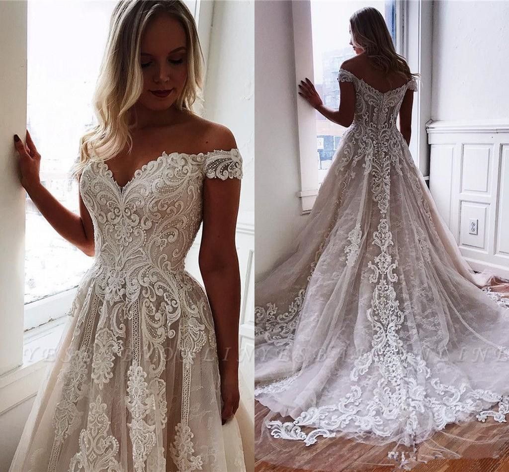 modified a line lace wedding dress