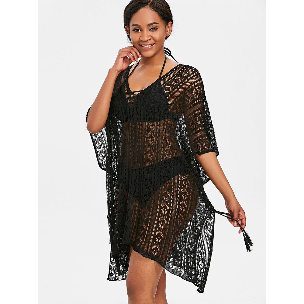 Beach Cover Up Asymmetric Knitted 